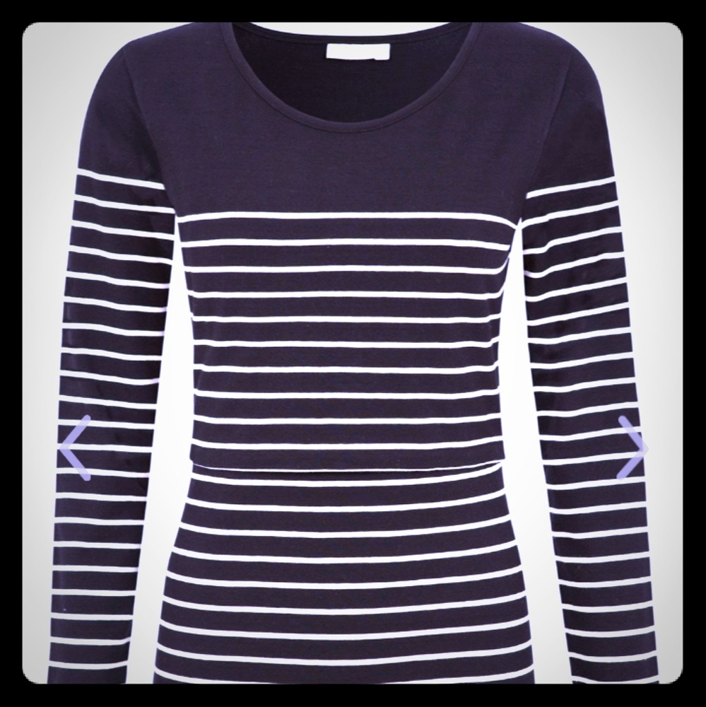 Nursing JoJo Maman BéBé black/white striped shirt